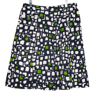 Judy Lee Cole Black, White & Green Geometric A-Line Skirt Sz 8